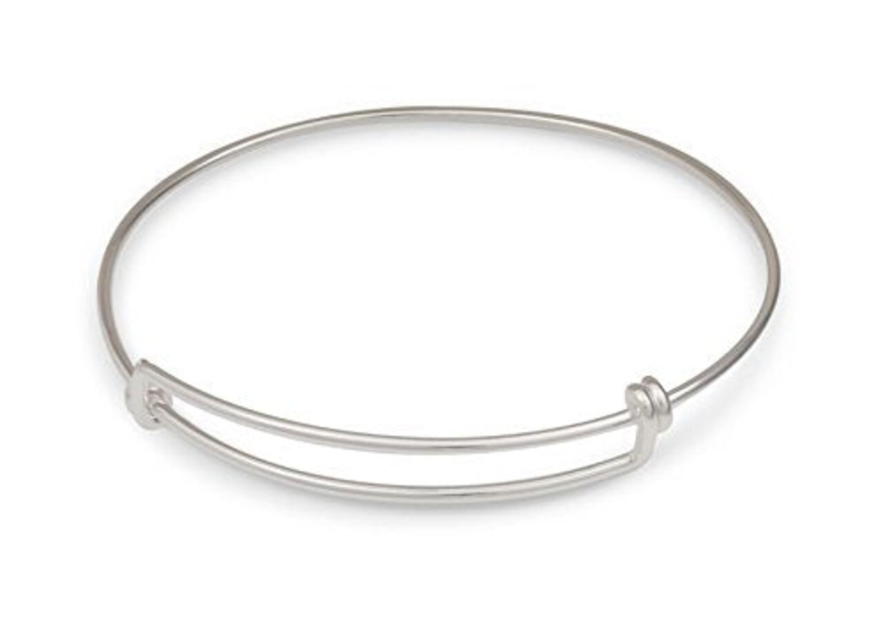 Adjustable Charm Bangle Bracelet Sterling Silver with 4 Free Sterling Silver Jump Rings